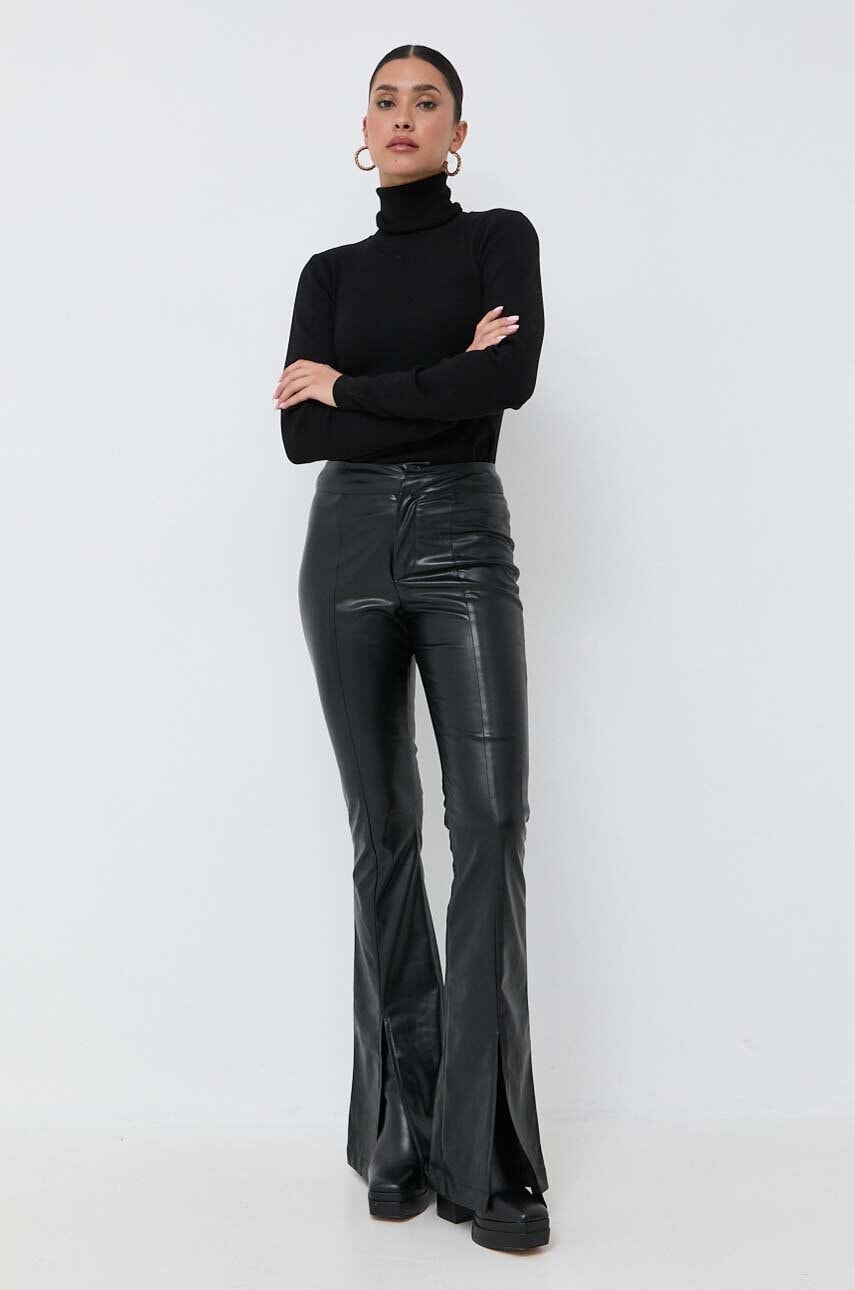 Silvian Heach Pantaloni Femei, Culoarea Negru, Evazati, High Waist