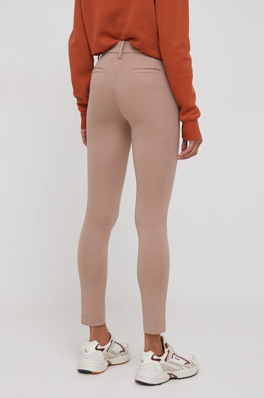 XT Studio pantaloni femei, culoarea bej, mulata, high waist