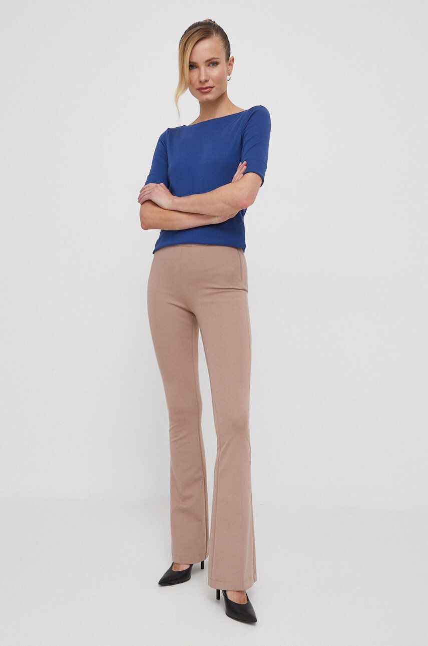 E-shop Kalhoty XT Studio dámské, béžová barva, zvony, high waist