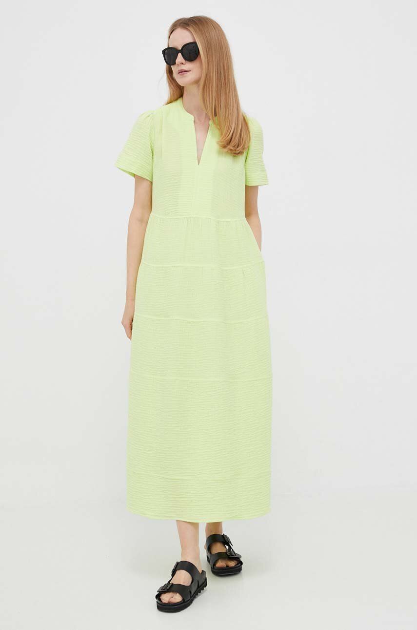 Šaty Rich & Royal zelená barva, midi - zelená -  99 % Bavlna