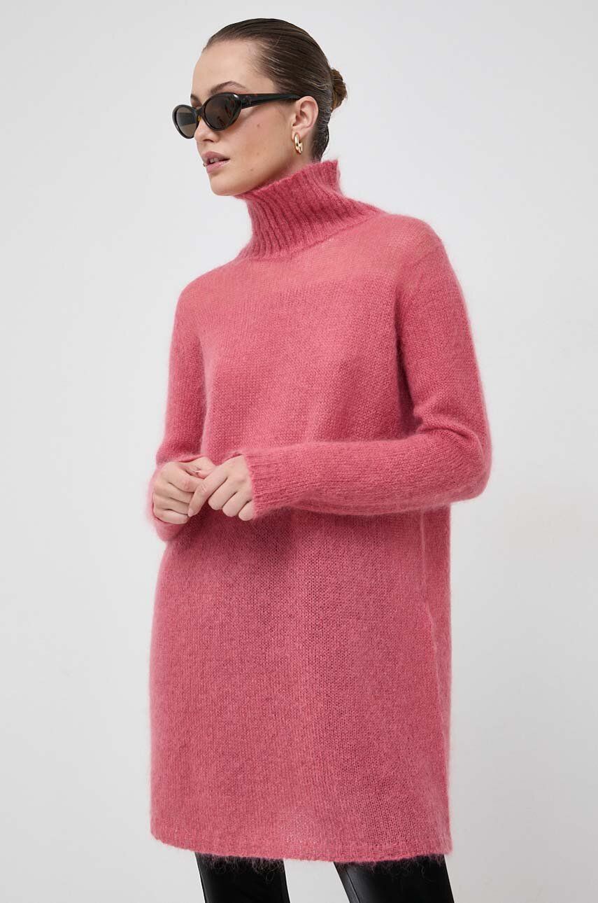 Liviana Conti rochie din lana culoarea roz, mini, oversize