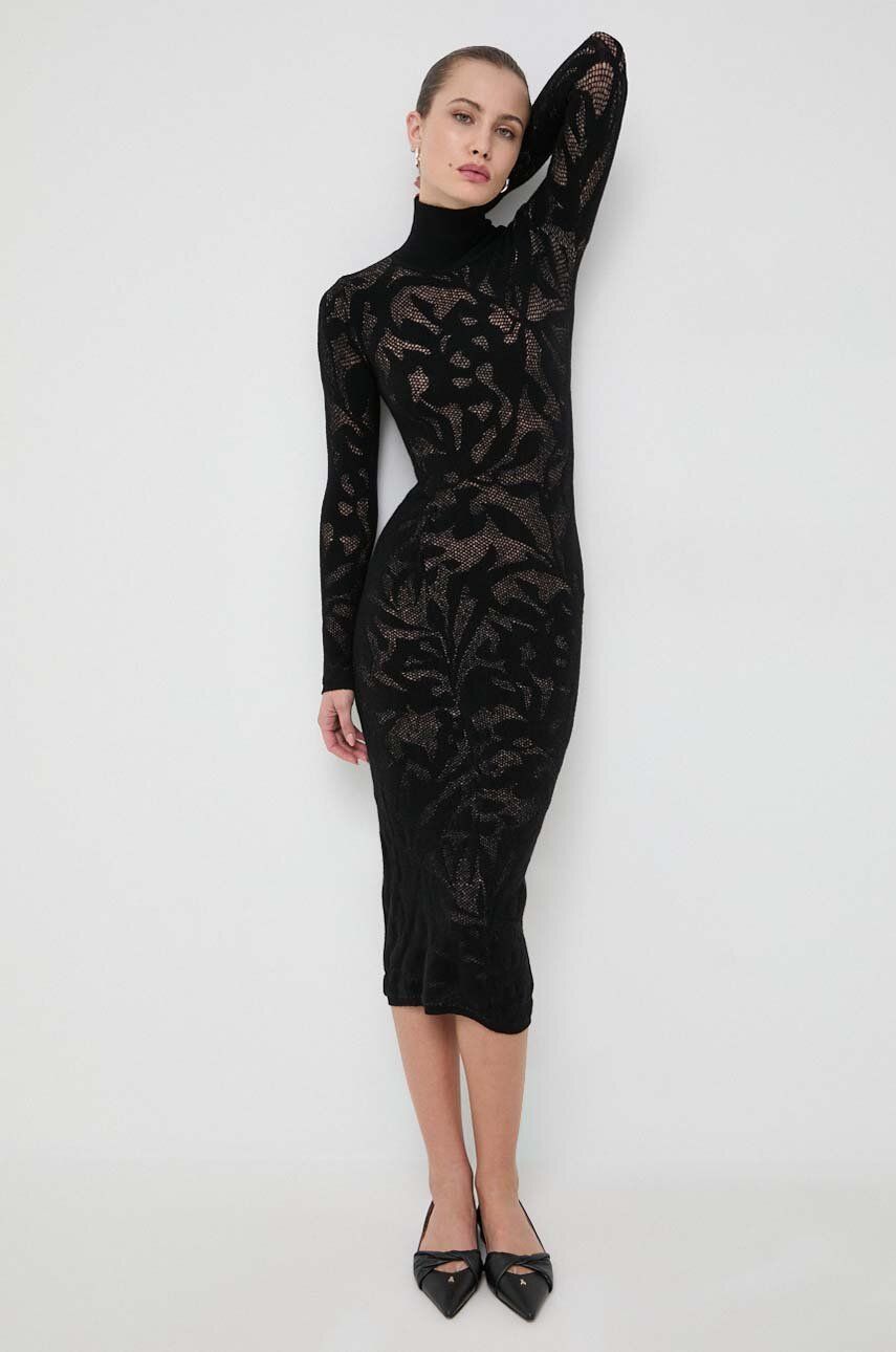 Levně Vlněné šaty Liviana Conti černá barva, mini