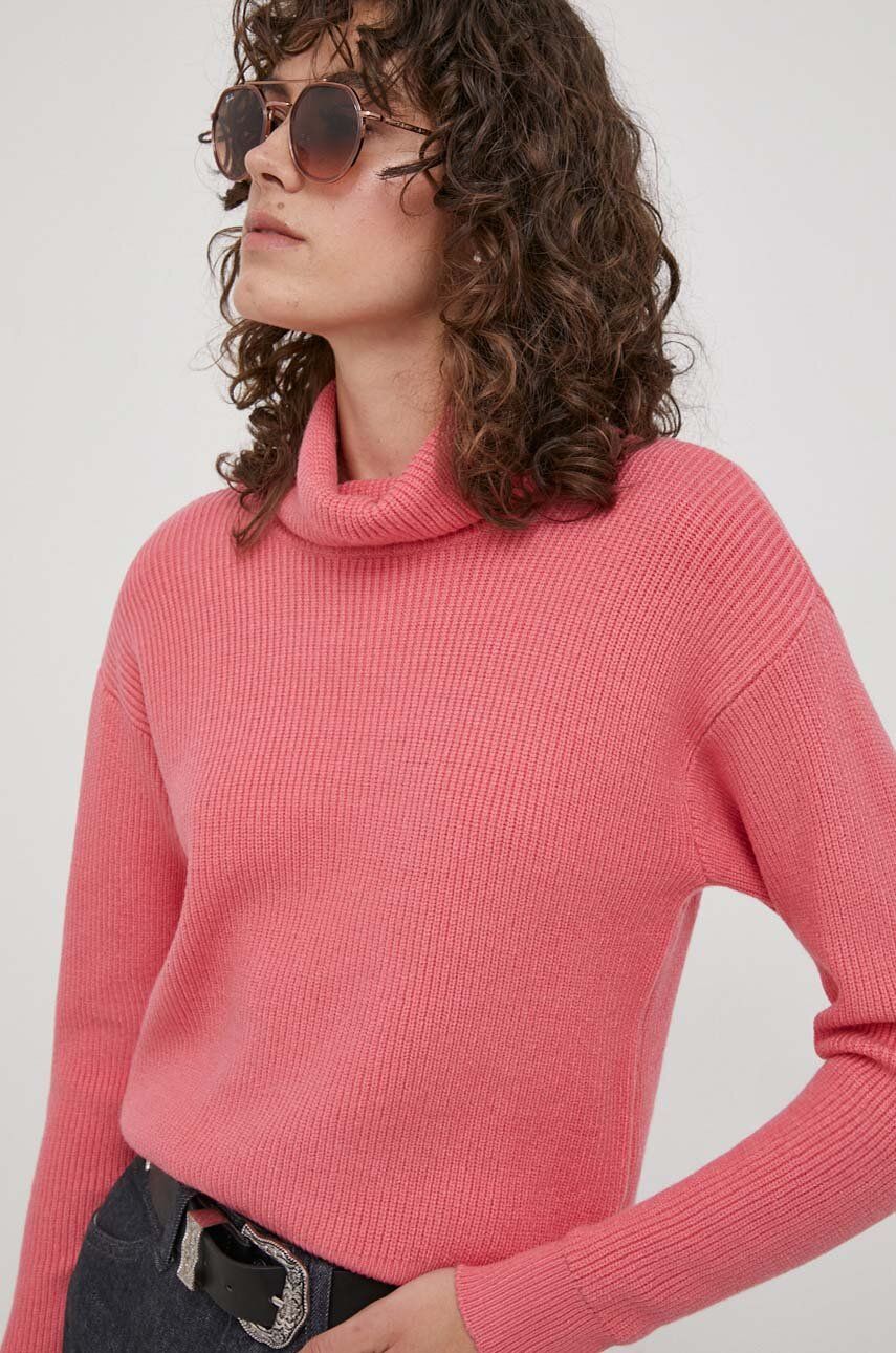 XT Studio pulover femei, culoarea roz, cu guler