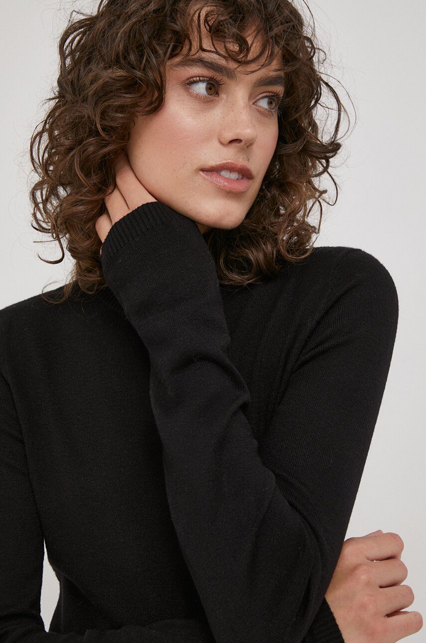 XT Studio pulover femei, culoarea negru, light, cu turtleneck