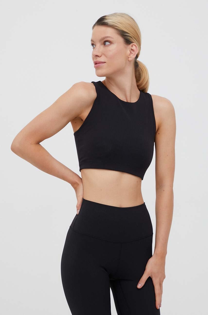 Joy in me top de yoga Pulse Ribbed culoarea negru