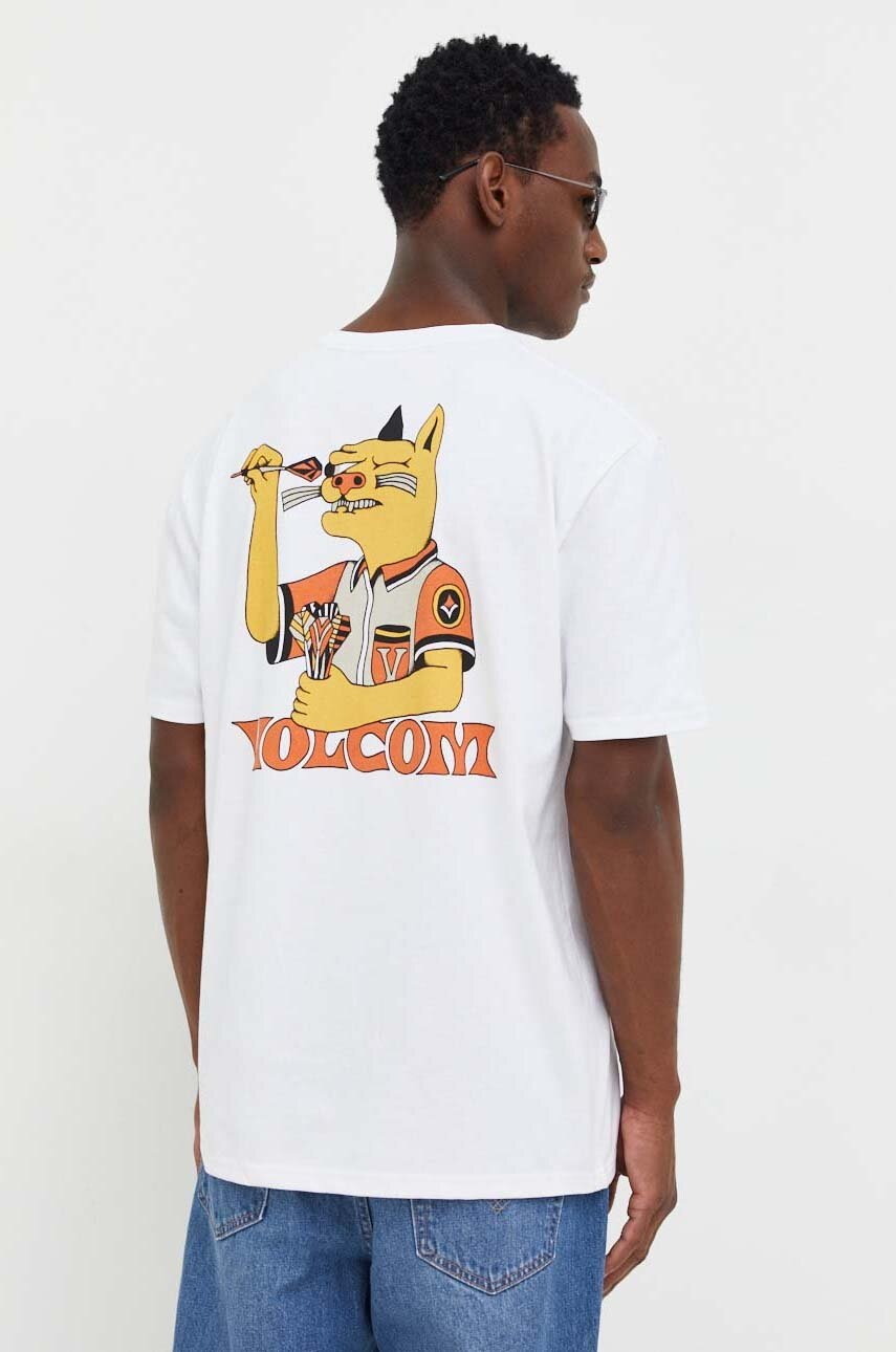 

Хлопковая футболка Volcom цвет белый с принтом