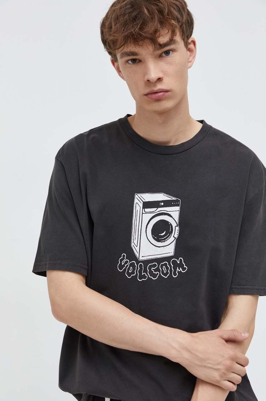 E-shop Bavlněné tričko Volcom šedá barva, s potiskem