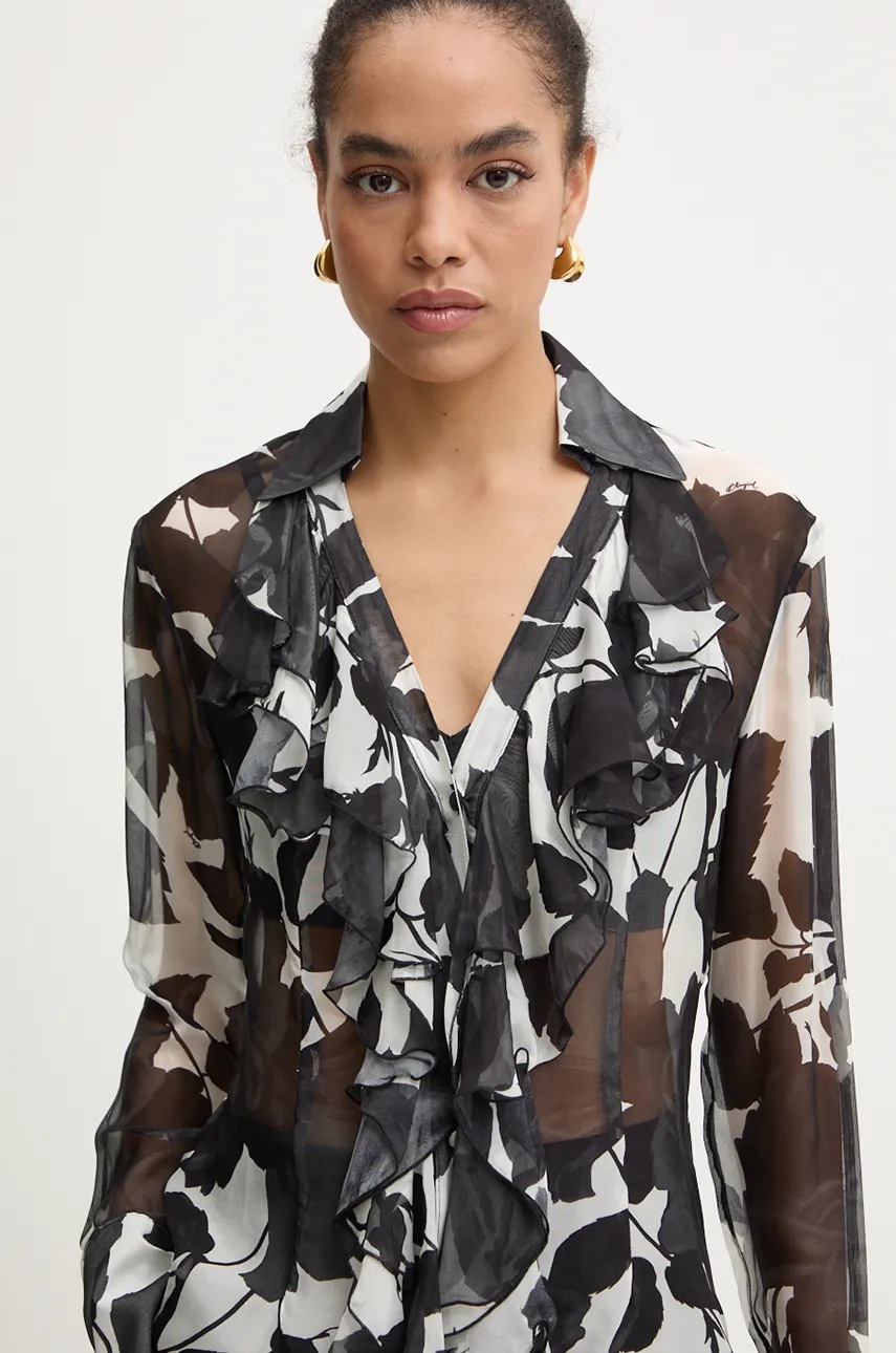 

Копринена риза Blugirl Blumarine в сиво със стандартна кройка с класическа яка RF4118.T3948, Сив