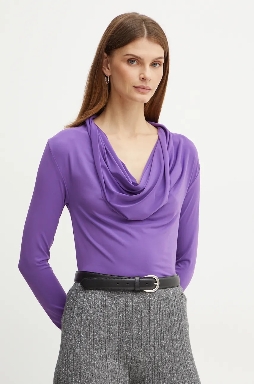 Silvian Heach bluza ROSIZ femei, culoarea violet, neted, GPA24130BL Silvian Heach bluza ROSIZ femei, culoarea violet, neted, GPA24130BL