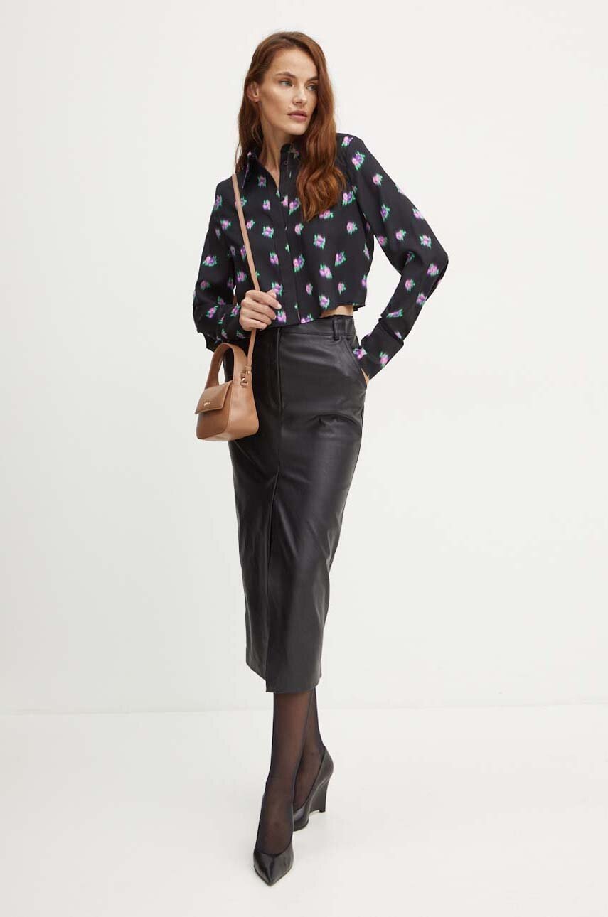 Πουκάμισο Silvian Heach ERTIL χρώμα: μαύρο, GPA24138CA φωτογραφία