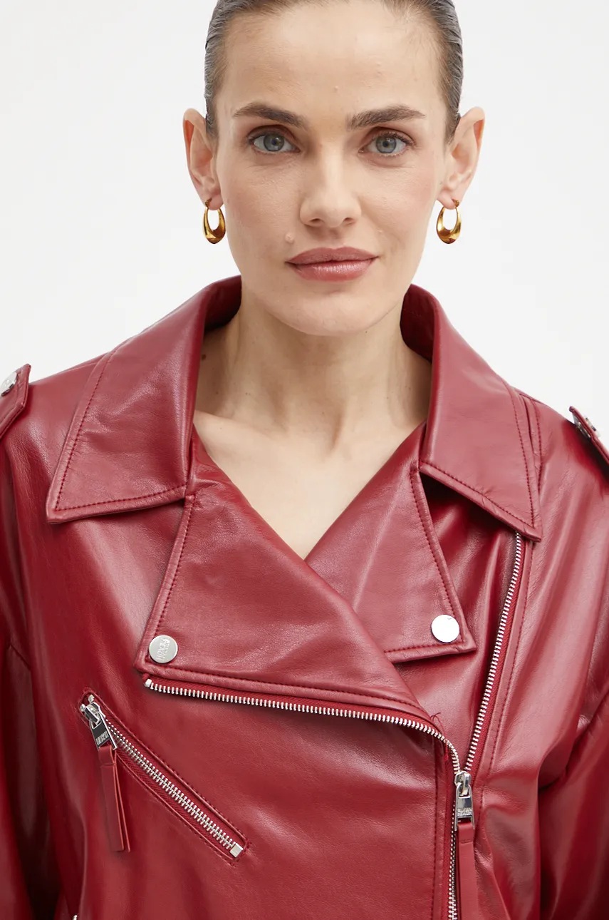 Δερμάτινο μπουφάν Silvian Heach ARTMUT γυναικεία, χρώμα: κόκκινο, GPA24020GB φωτογραφία