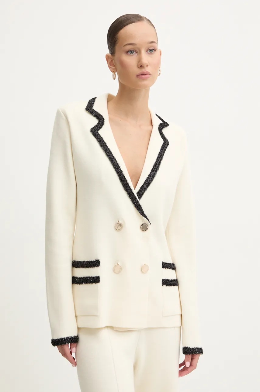 

Сако с вълна Blugirl Blumarine в бежово с двуредно закопчаване RF4152.MA28O, Бежов
