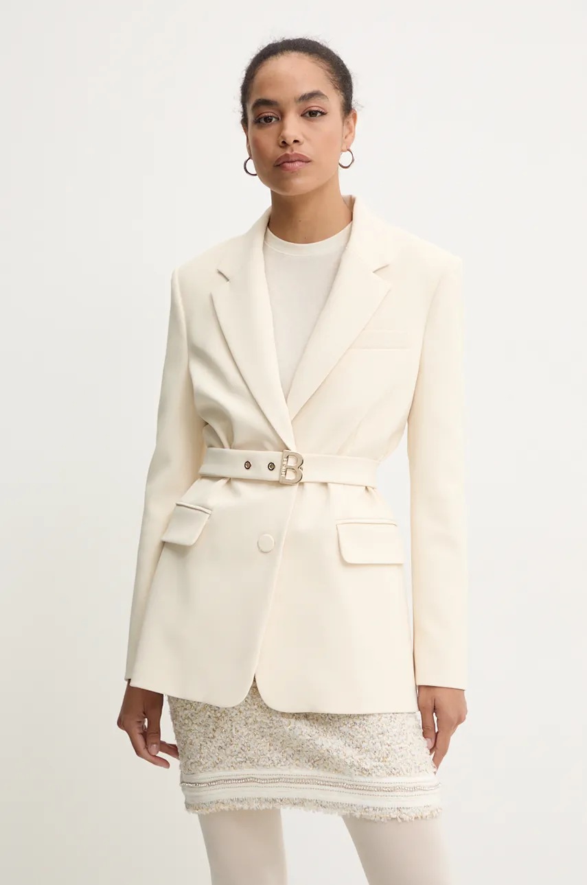 Blugirl Blumarine sacou culoarea bej, un singur rand de nasturi, neted, RF4162.T3191