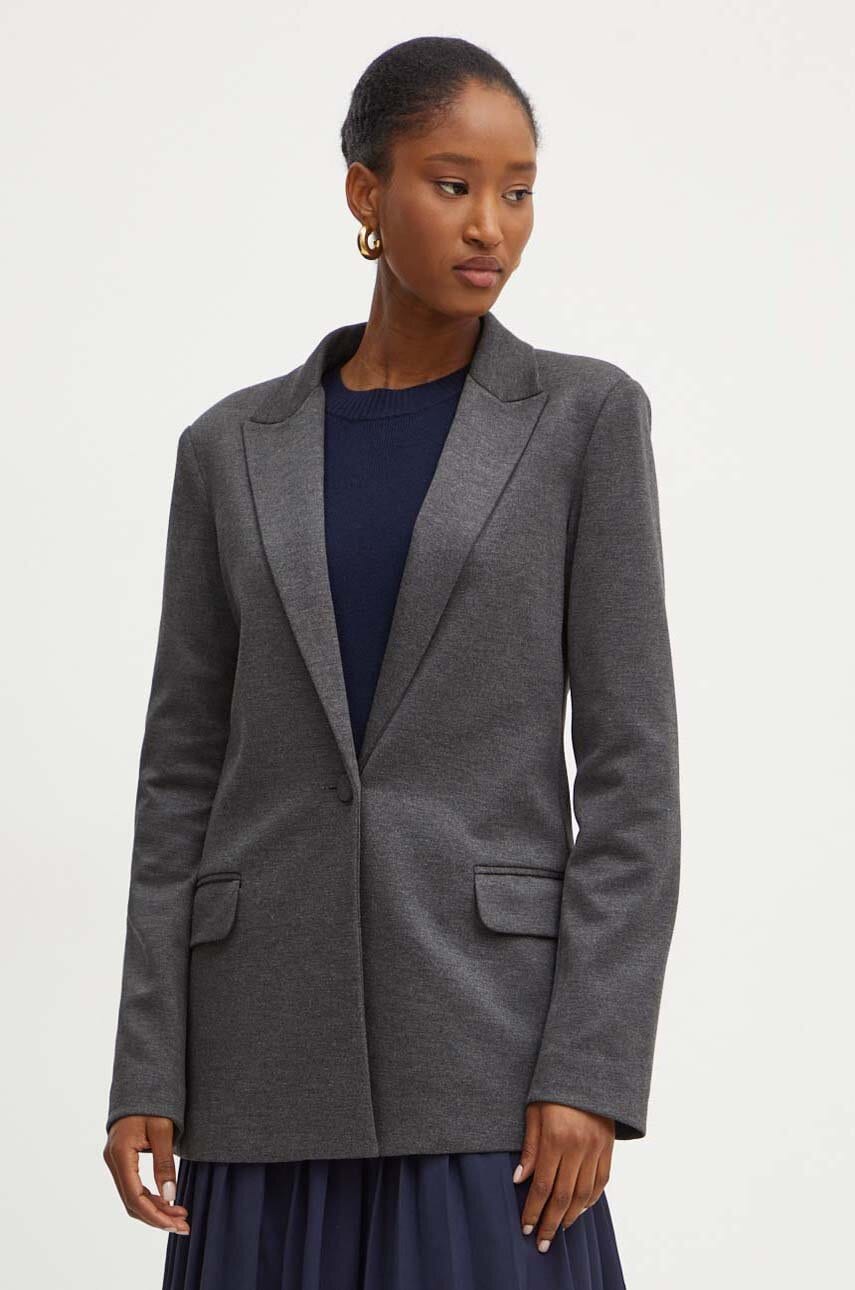 Silvian Heach sacou LATHAN culoarea gri, un singur rand de nasturi, neted, GPA24118GC Silvian Heach sacou LATHAN culoarea gri, un singur rand de nasturi, neted, GPA24118GC