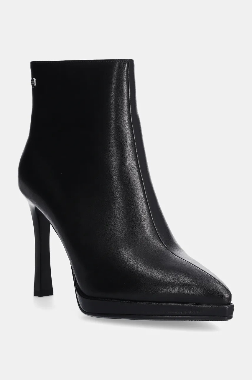 GOE cizme de piele femei, culoarea negru, cu toc cui, OO2N4208 BLACK