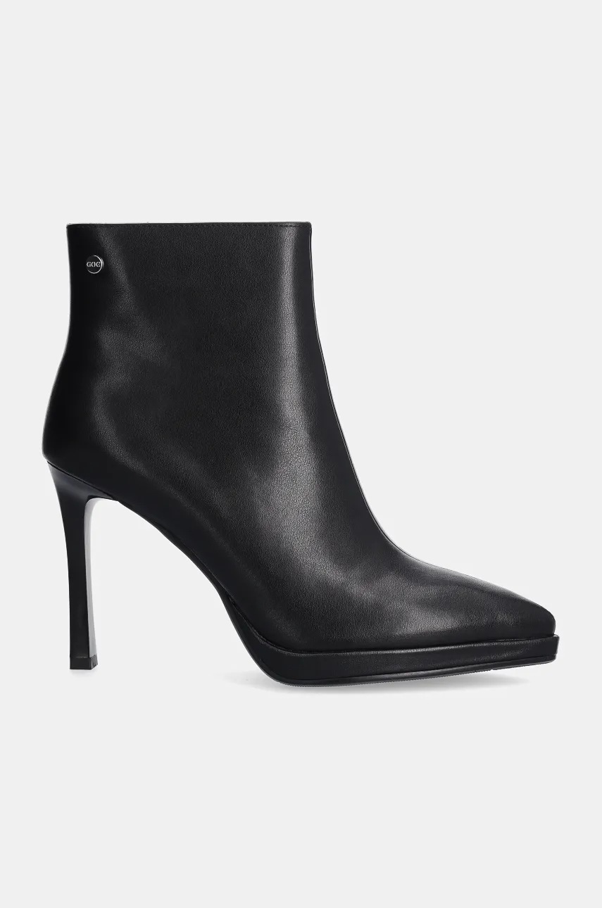 Кожаные полусапожки GOE женские цвет чёрный на шпильке OO2N4208 BLACK