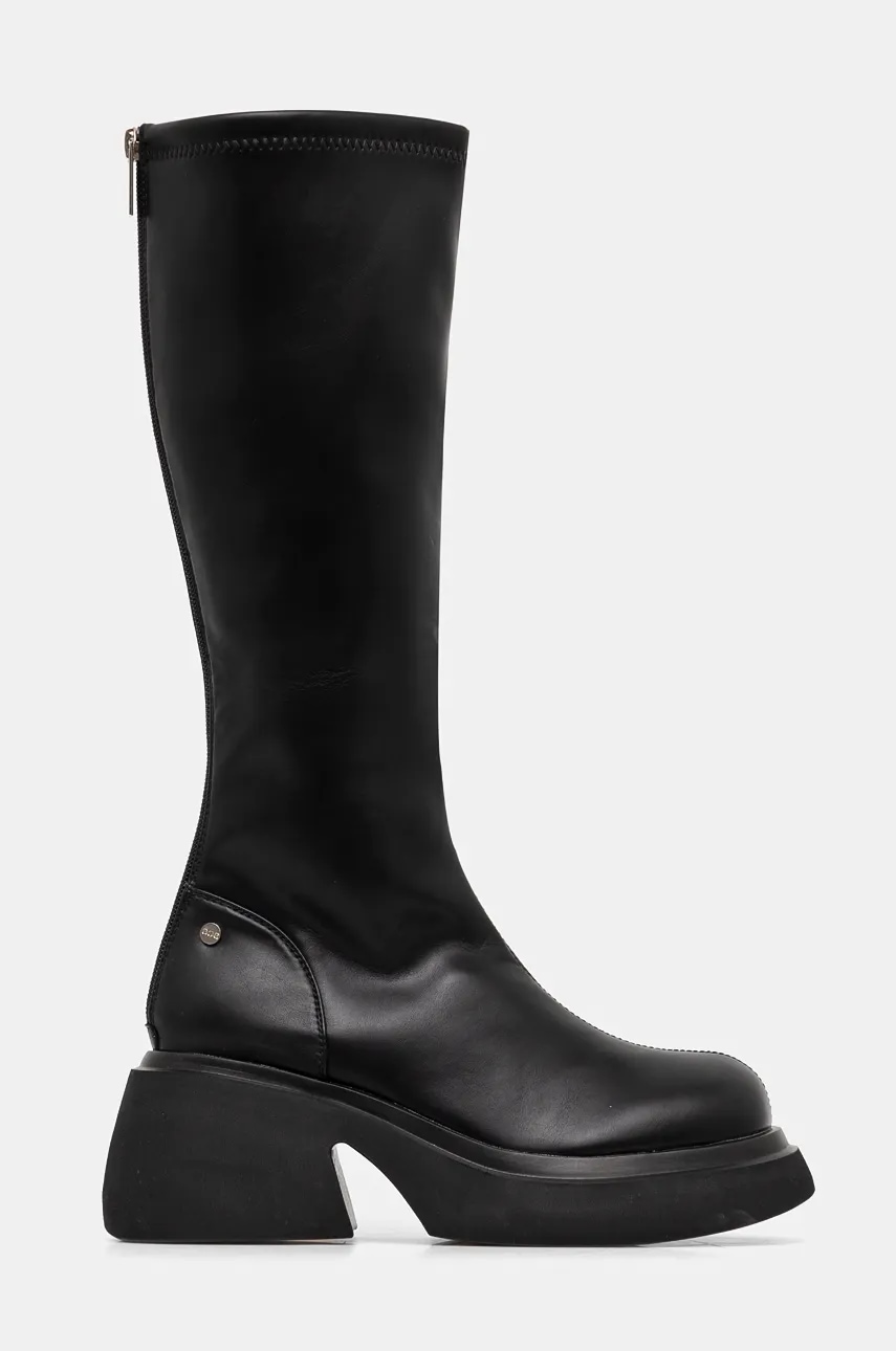 Сапоги GOE женские цвет чёрный каблук кирпичик слегка утеплённый OO2N4404 BLACK Сапоги GOE женские цвет чёрный каблук кирпичик слегка утеплённый OO2N4404 BLACK