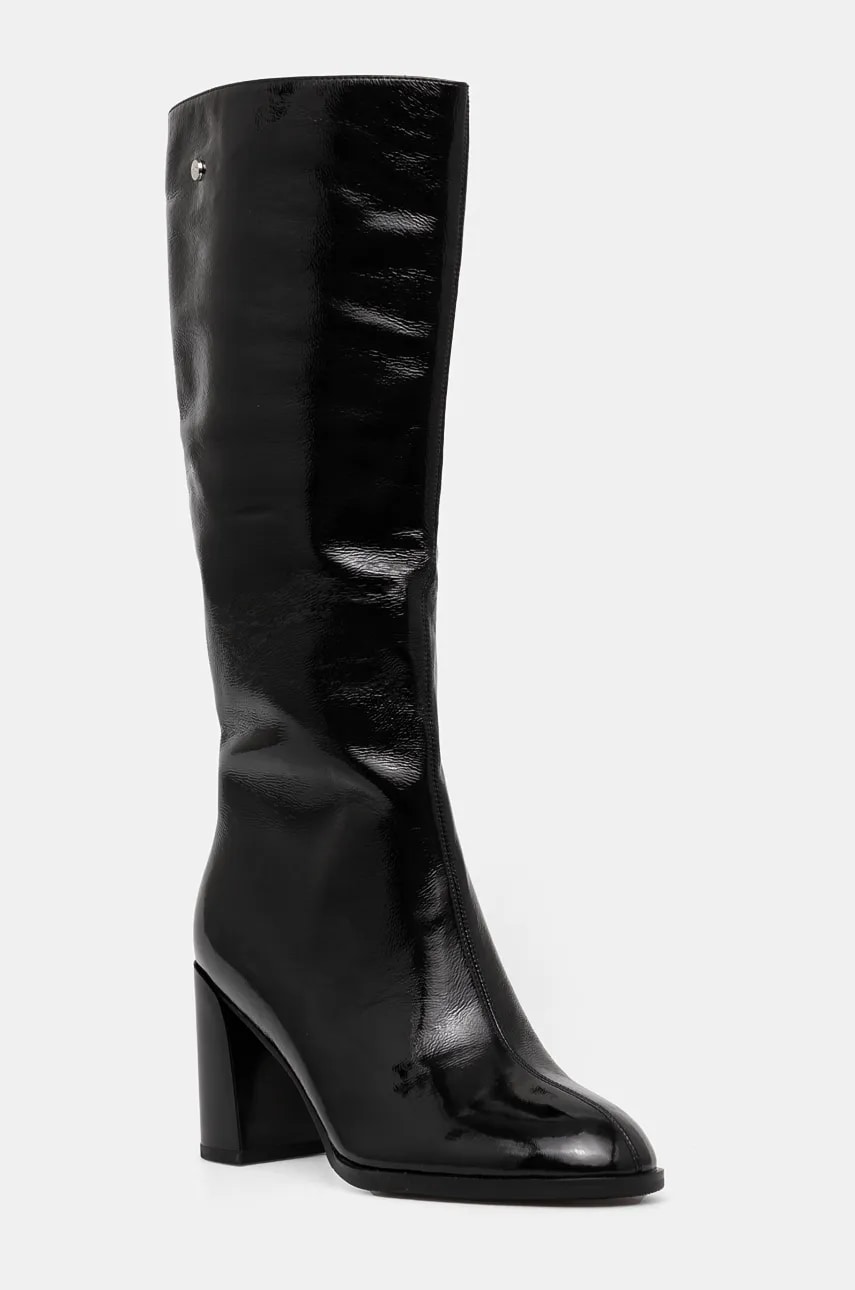 GOE ghete de piele femei, culoarea negru, cu toc drept, izolare usoara, OO2N4408 BLACK GOE ghete de piele femei, culoarea negru, cu toc drept, izolare usoara, OO2N4408 BLACK