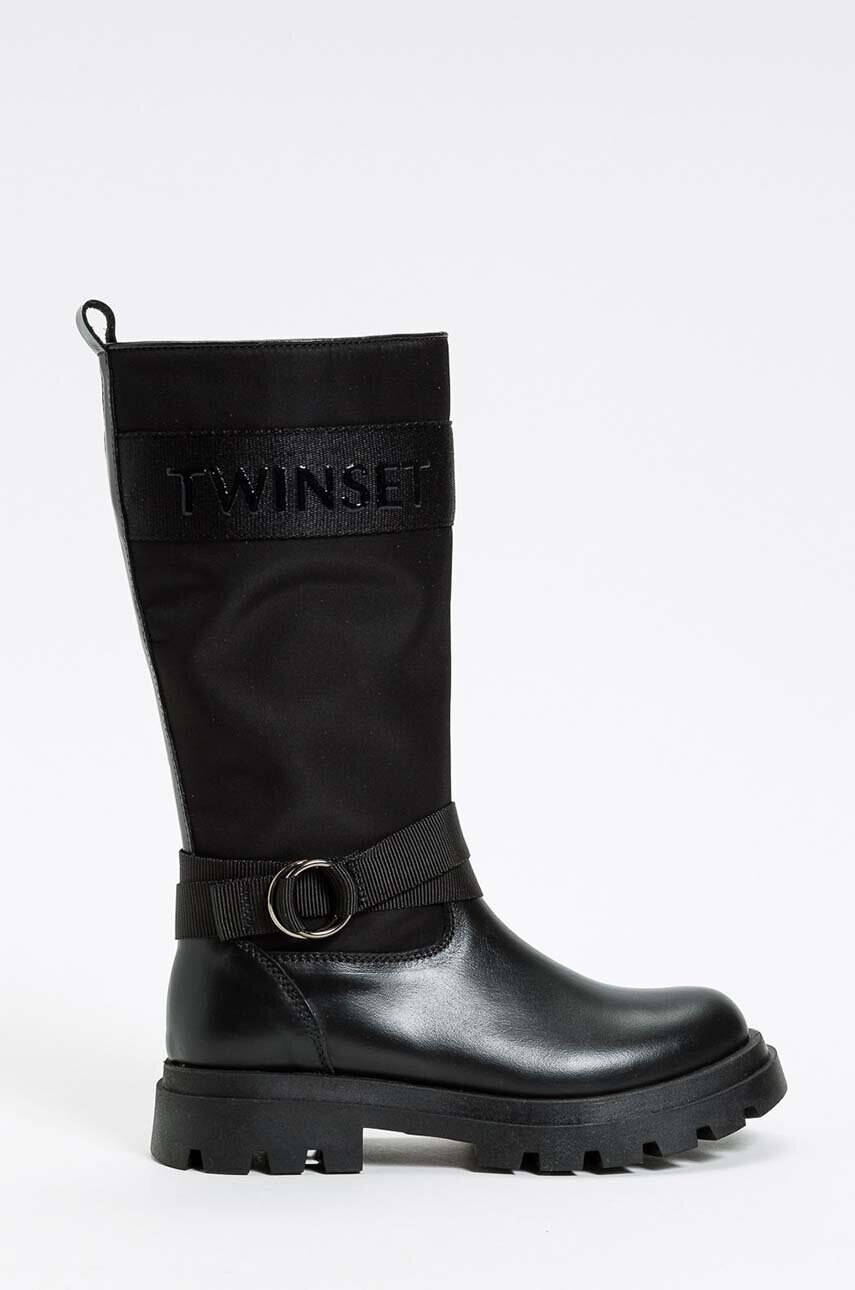 

Детски кожени кубинки Twinset в черно 242GCJ03C, Черен