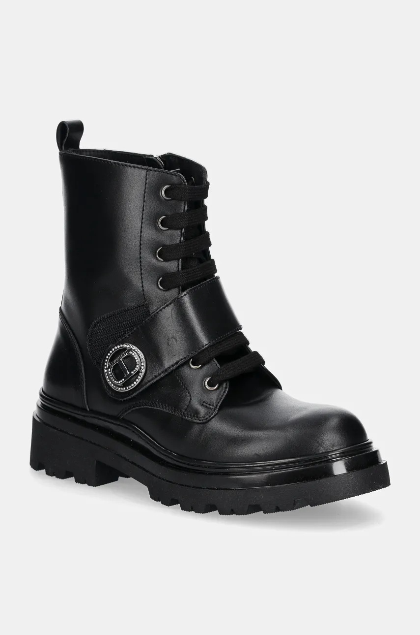 

Детски кожени кубинки Twinset в черно 242GCJ034, Черен