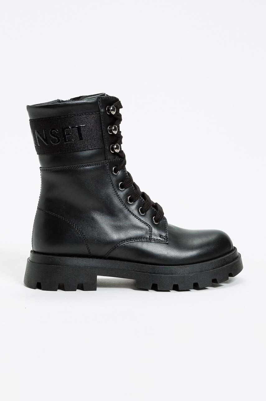 Levně Dětské kožené workery Twinset černá barva, 242GCJ03A