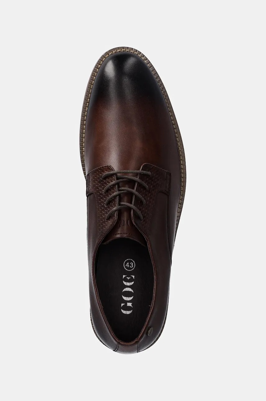 Δερμάτινα κλειστά παπούτσια GOE χρώμα: καφέ, OO1N4014 BROWN φωτογραφία