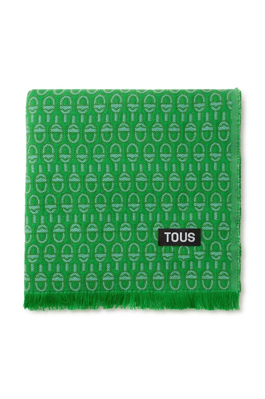 

Памучен тънък шал Tous в зелено с десен 2002135339, Зелен