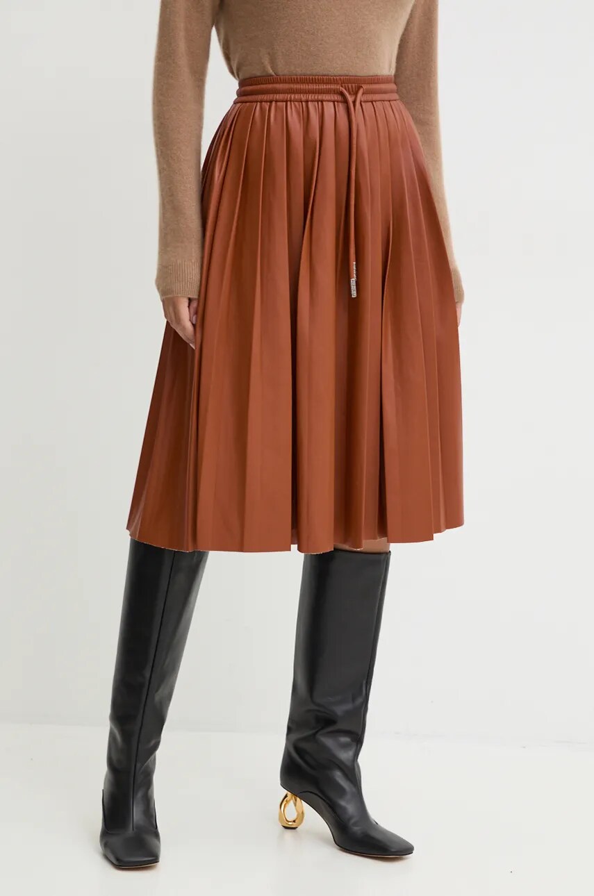 Silvian Heach fusta KRINI culoarea maro, midi, evazati, GPA24052GO