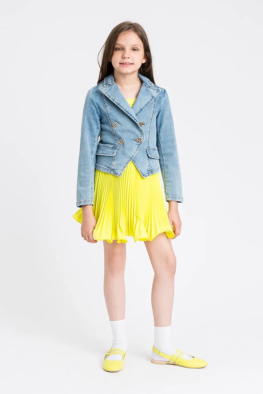 Levně Dětská sukně Twinset žlutá barva, mini, áčková, 251GJ2QQ5
