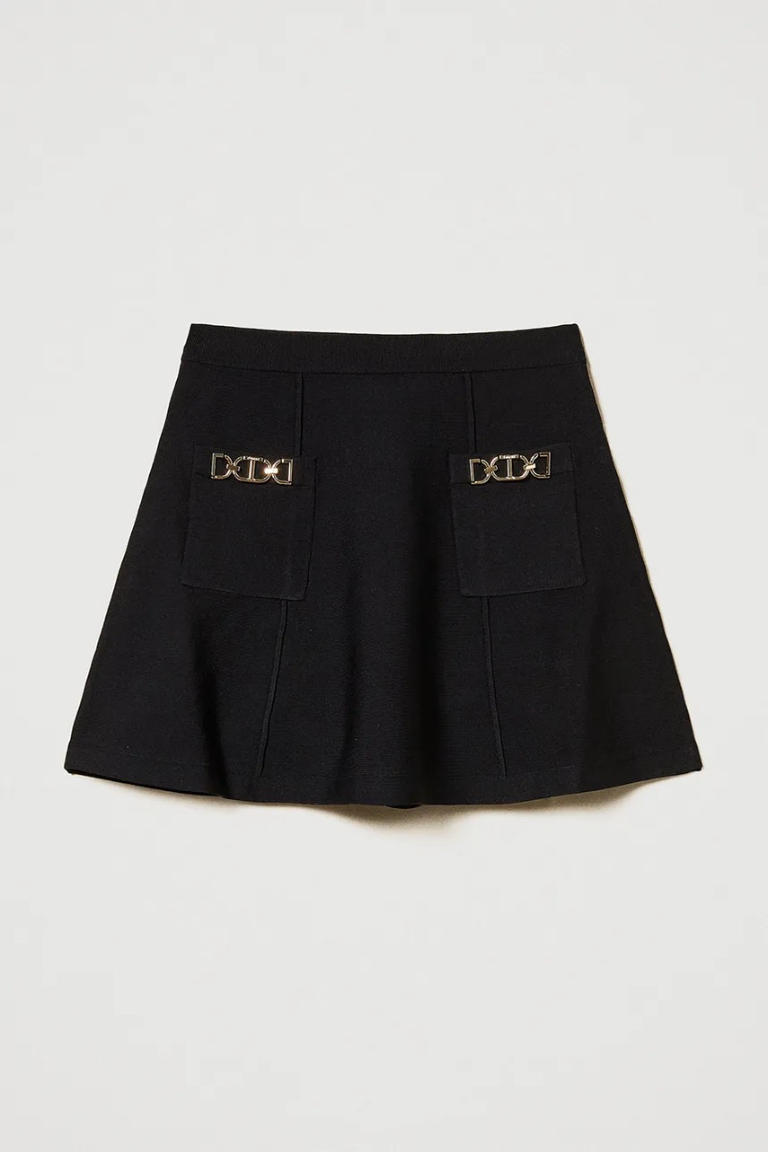 Дитяча спідниця Twinset колір чорний mini розкльошена 251GJ3QW3 Дитяча спідниця Twinset колір чорний mini розкльошена 251GJ3QW3