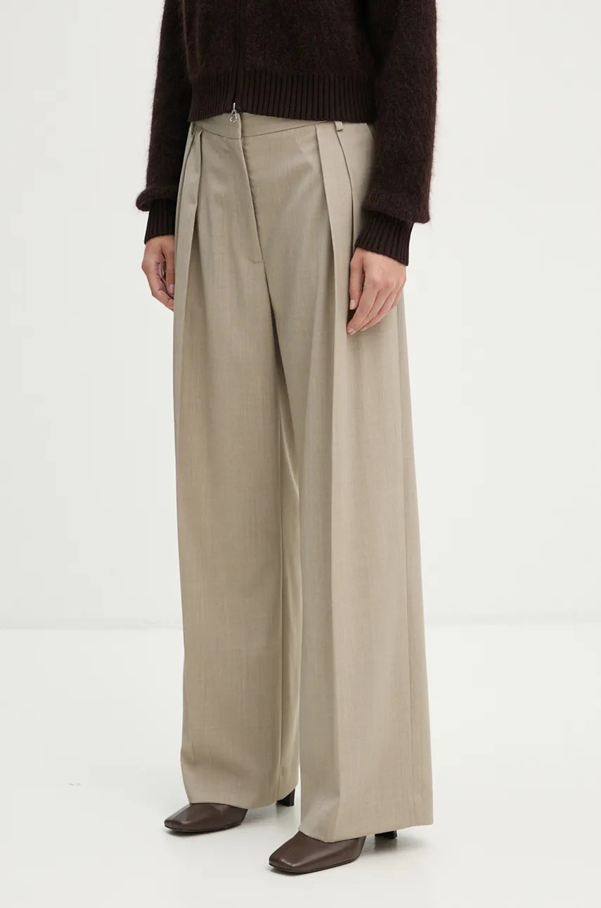 

Панталон с вълна Day Birger et Mikkelsen Enzo - Classic Wool Blend в бежово с широка каройка, с висока талия DAY65243385, Бежов