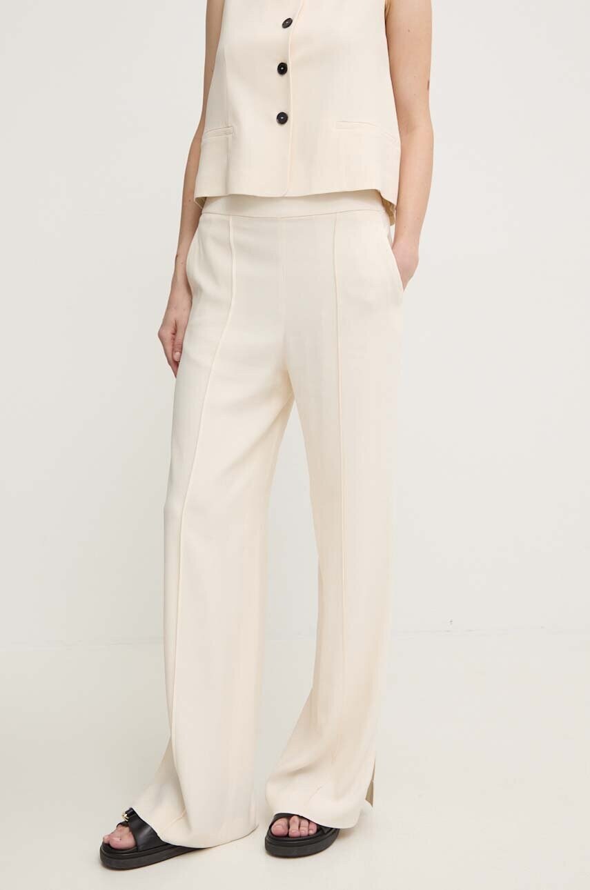 Liviana Conti pantaloni femei, culoarea bej, lat, high waist, F4WS46 Liviana Conti pantaloni femei, culoarea bej, lat, high waist, F4WS46