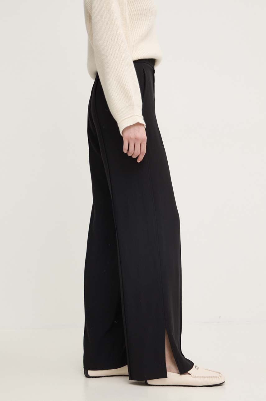 Liviana Conti pantaloni femei, culoarea negru, lat, high waist, F4WS46 Liviana Conti pantaloni femei, culoarea negru, lat, high waist, F4WS46