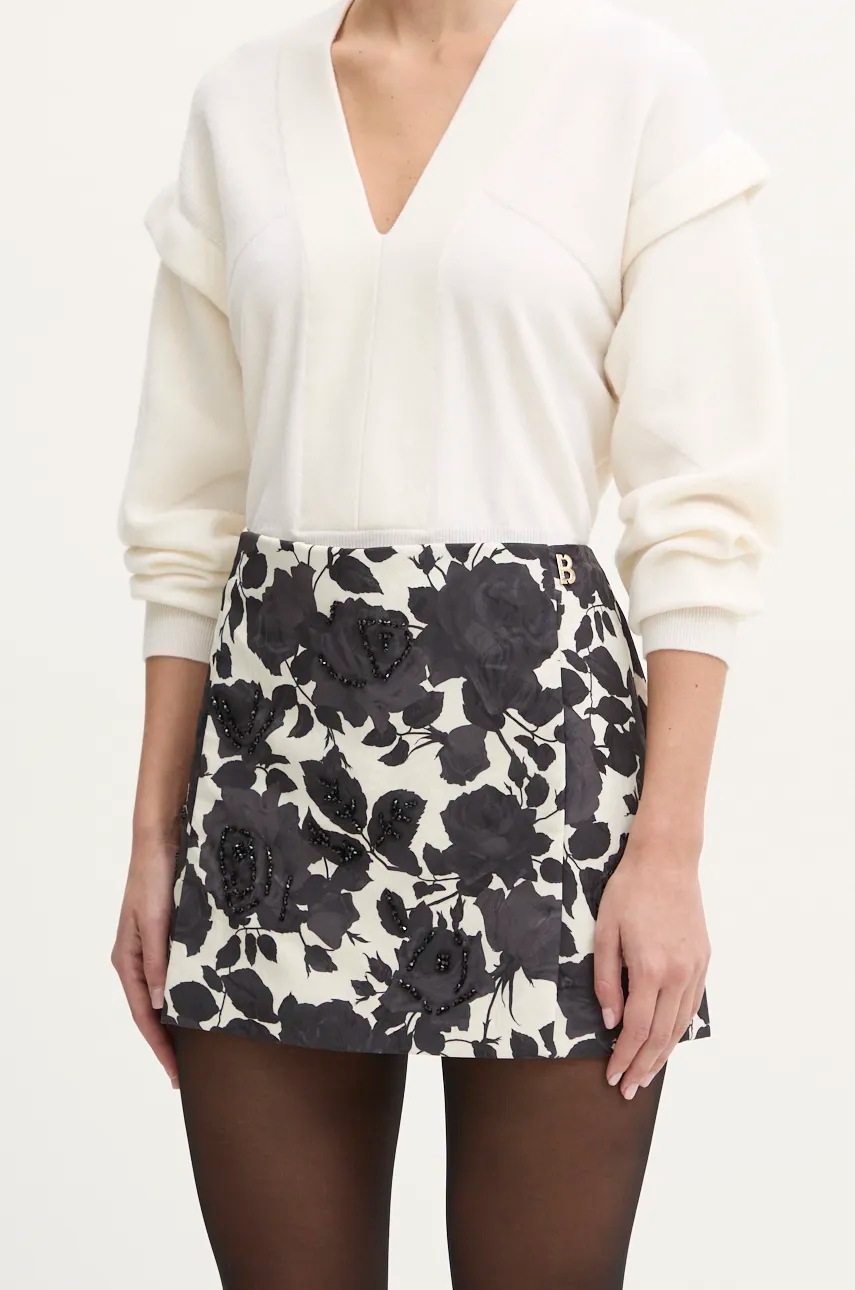 Blugirl Blumarine fustă-pantalon culoarea gri, cu imprimeu, high waist, RF4093.T3637