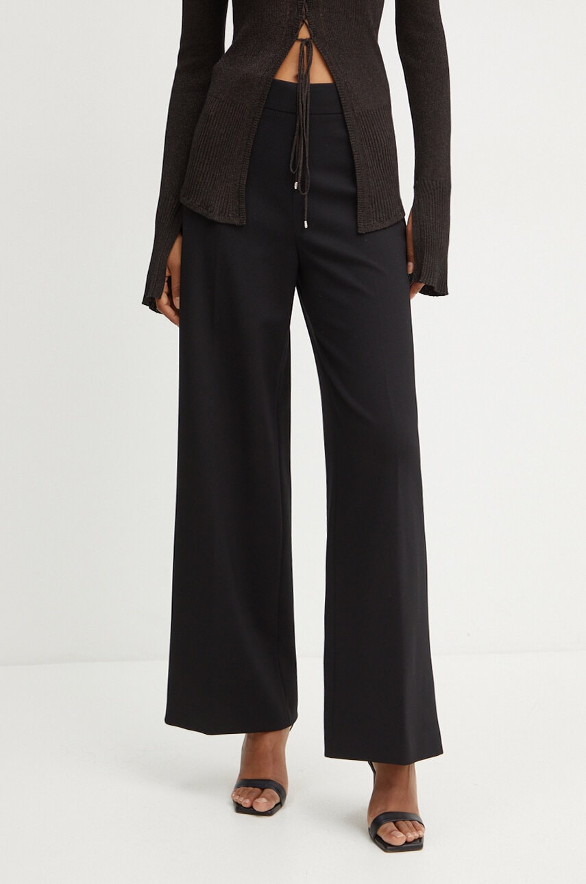 Liviana Conti pantaloni femei, culoarea negru, drept, high waist, L4WI53