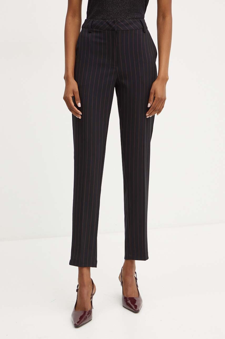 Silvian Heach pantaloni INGRA femei, culoarea negru, fason tigareta, high waist, GPA24145PA