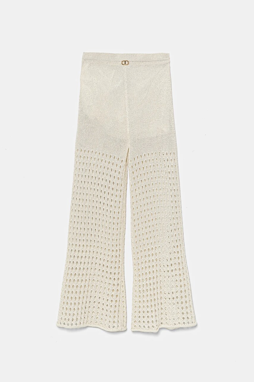 Levně Dětské kalhoty Twinset bílá barva, hladké, 251GJ3432