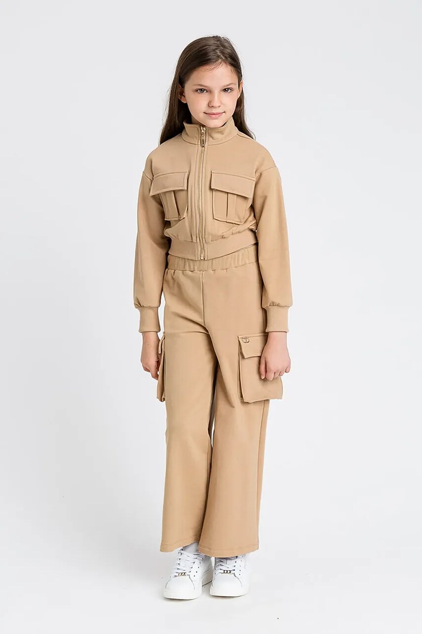 Levně Dětské kalhoty Twinset béžová barva, hladké, 251GJ2586