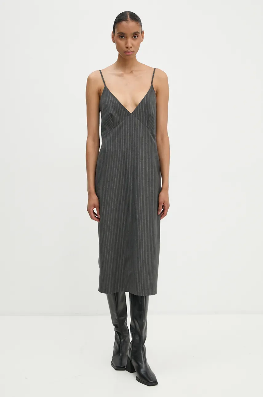 2NDDAY rochie Medellin culoarea gri, midi, dreaptă, 2245126170