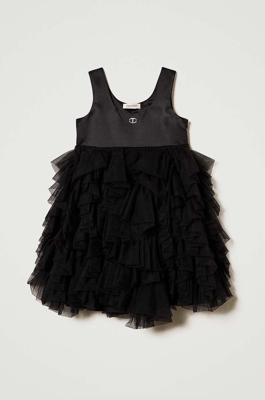 Дитяча сукня Twinset колір чорний mini розкльошена 242GJ2061 Дитяча сукня Twinset колір чорний mini розкльошена 242GJ2061