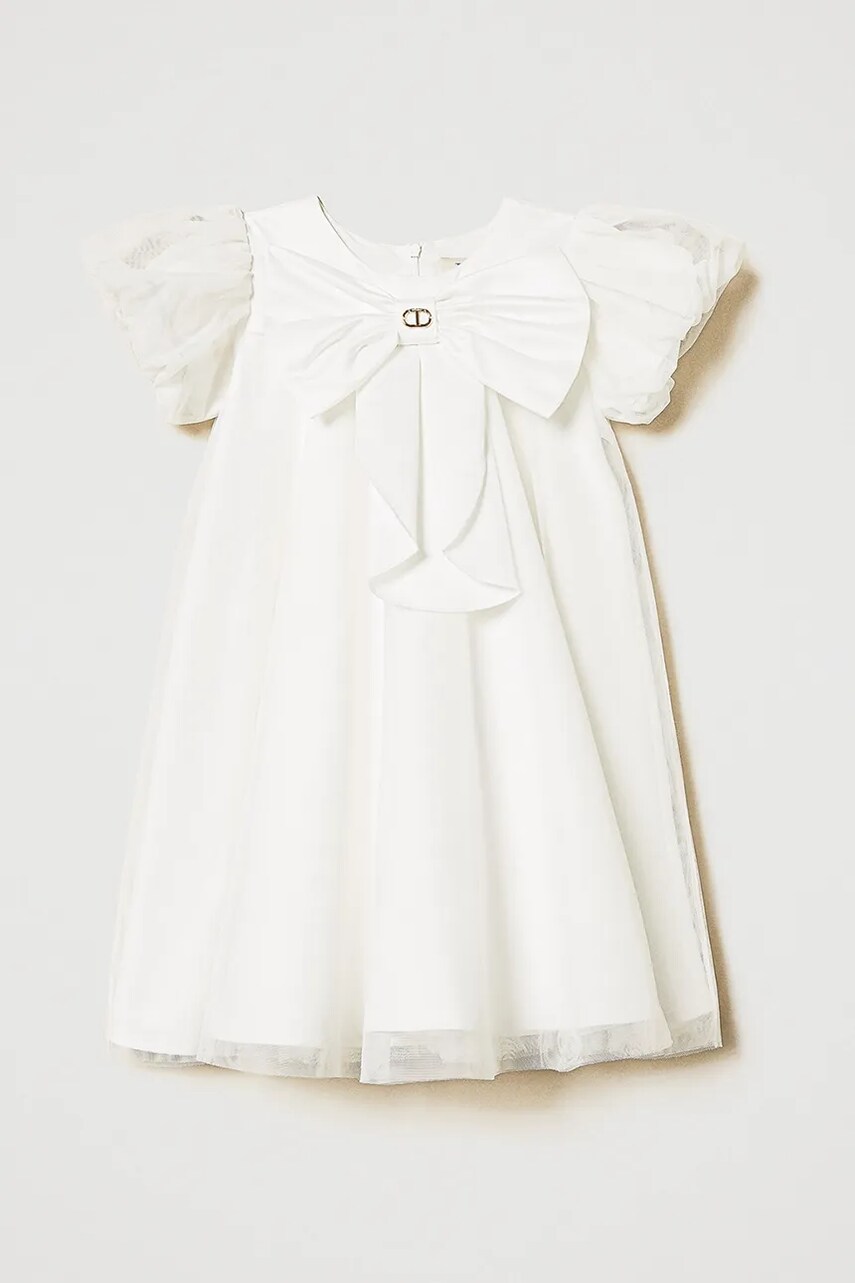 Дитяча сукня Twinset колір білий midi розкльошена 251GJ2QP1 Дитяча сукня Twinset колір білий midi розкльошена 251GJ2QP1