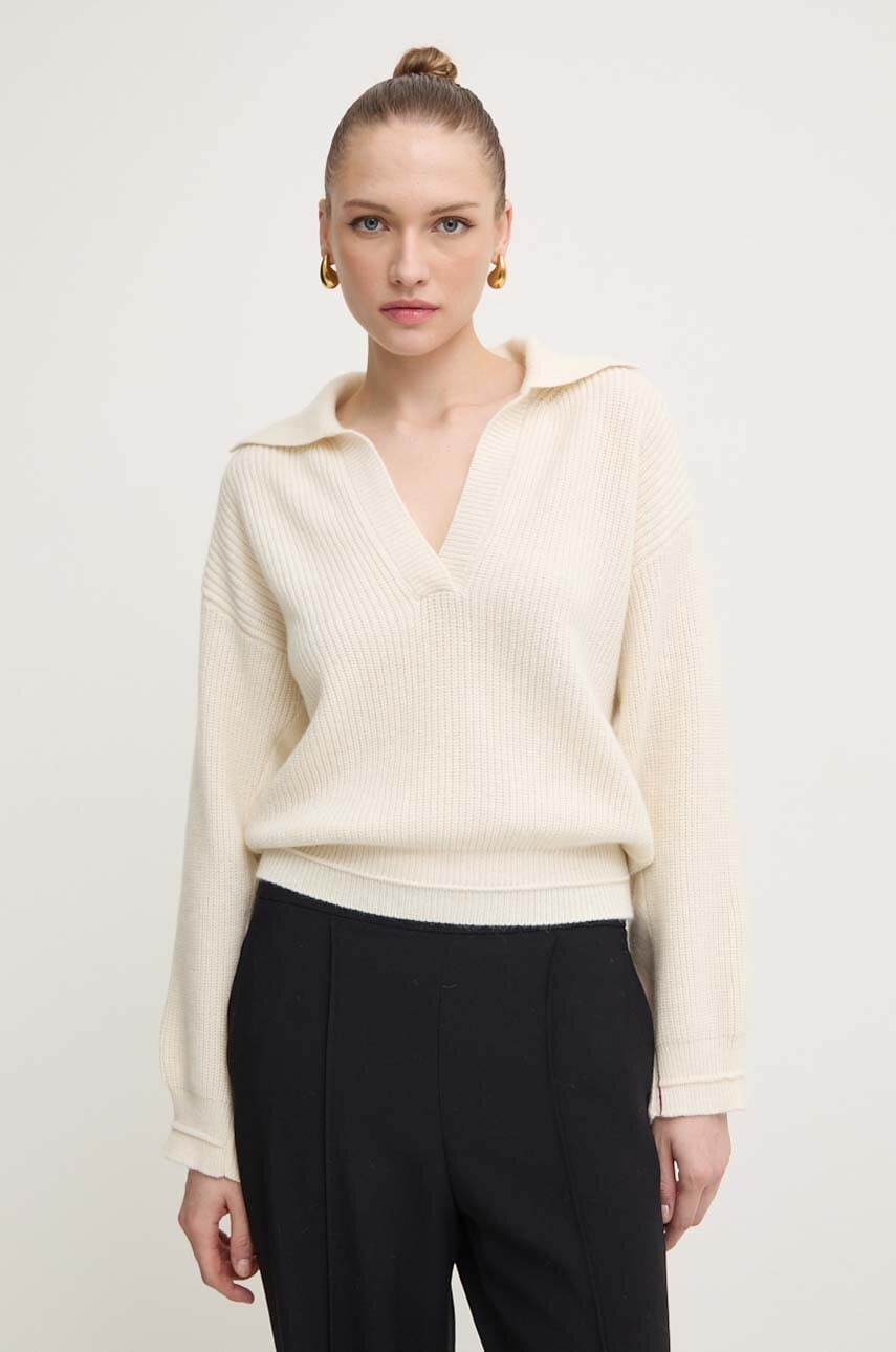 Liviana Conti pulover de casmir culoarea bej, F4WC18 Liviana Conti pulover de casmir culoarea bej, F4WC18