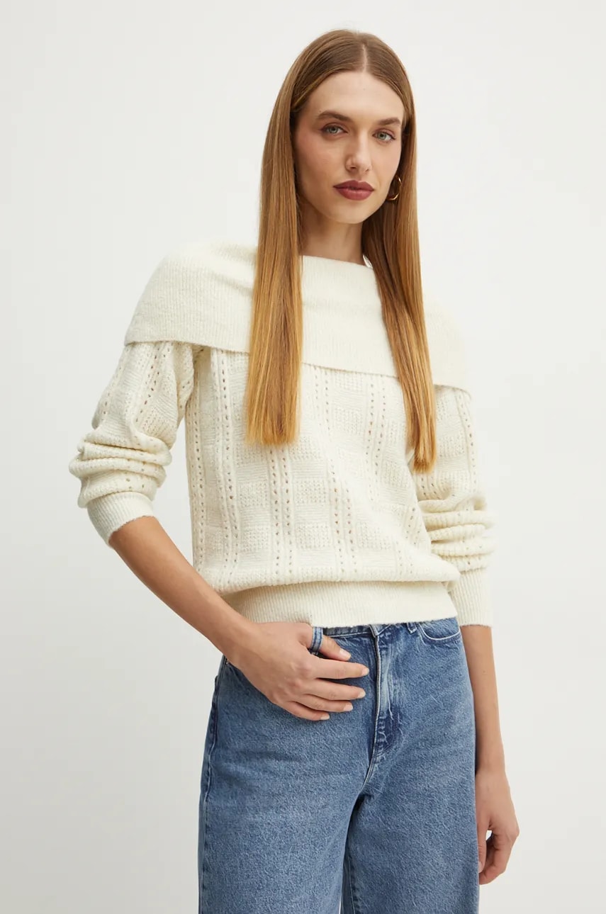 Silvian Heach pulover ROJAS femei, culoarea bej, GPA24250MA