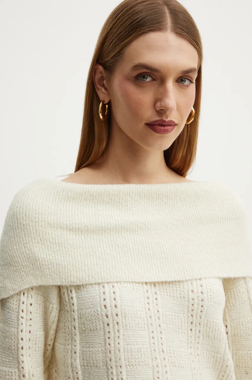 Πουλόβερ Silvian Heach ROJAS χρώμα: μπεζ, GPA24250MA φωτογραφία