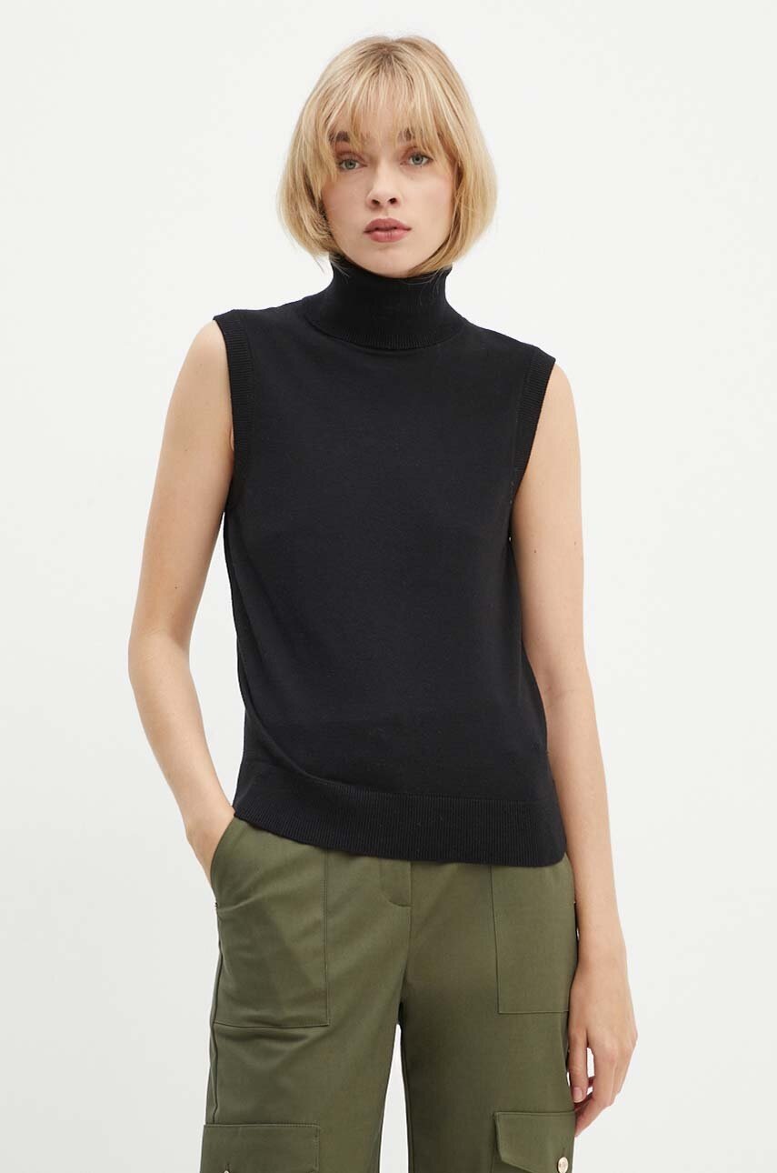 

Елек Silvian Heach VEZZAL в черно от лека материя с поло GPA24063LU, Черен