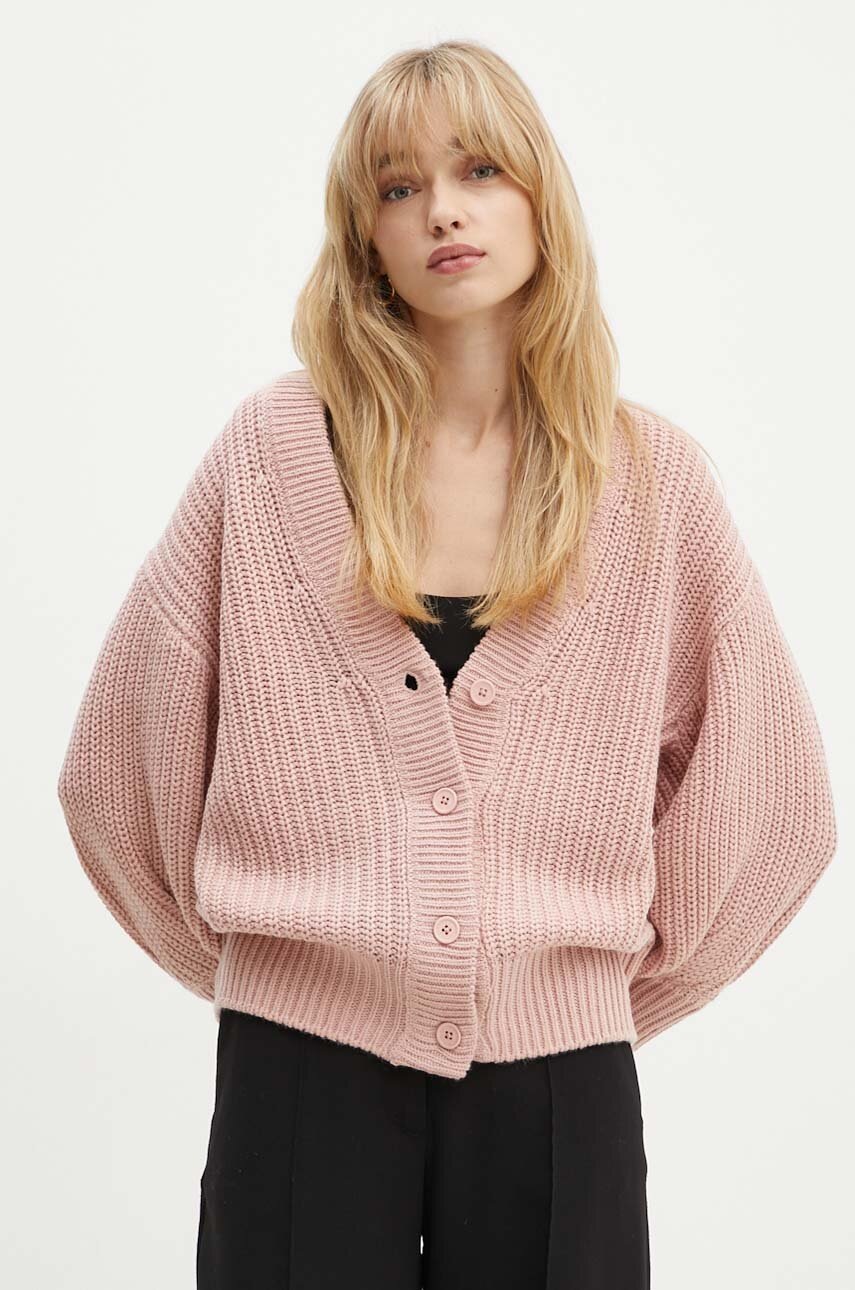 Silvian Heach cardigan RINER femei, culoarea roz, călduros, GPA24062CD