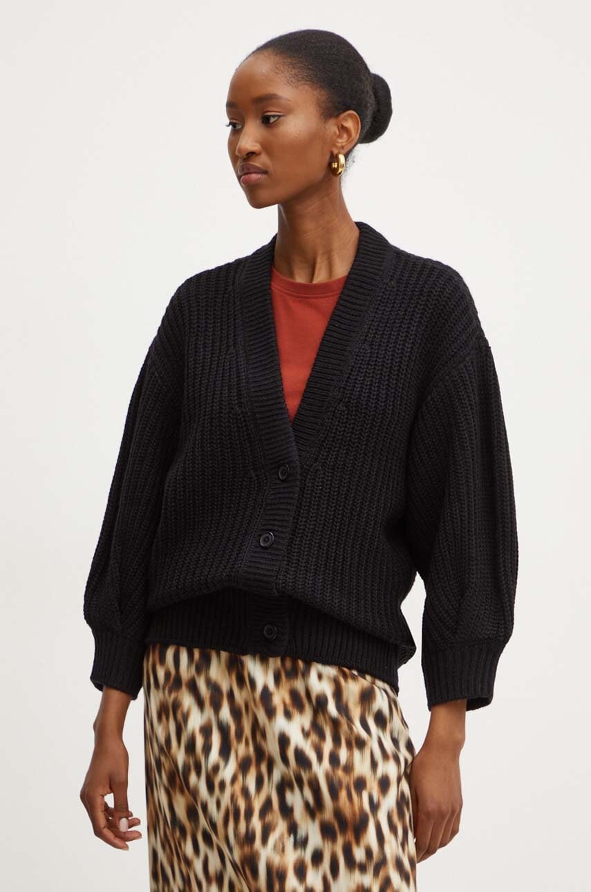 Silvian Heach cardigan RINER femei, culoarea negru, calduros, GPA24062CD