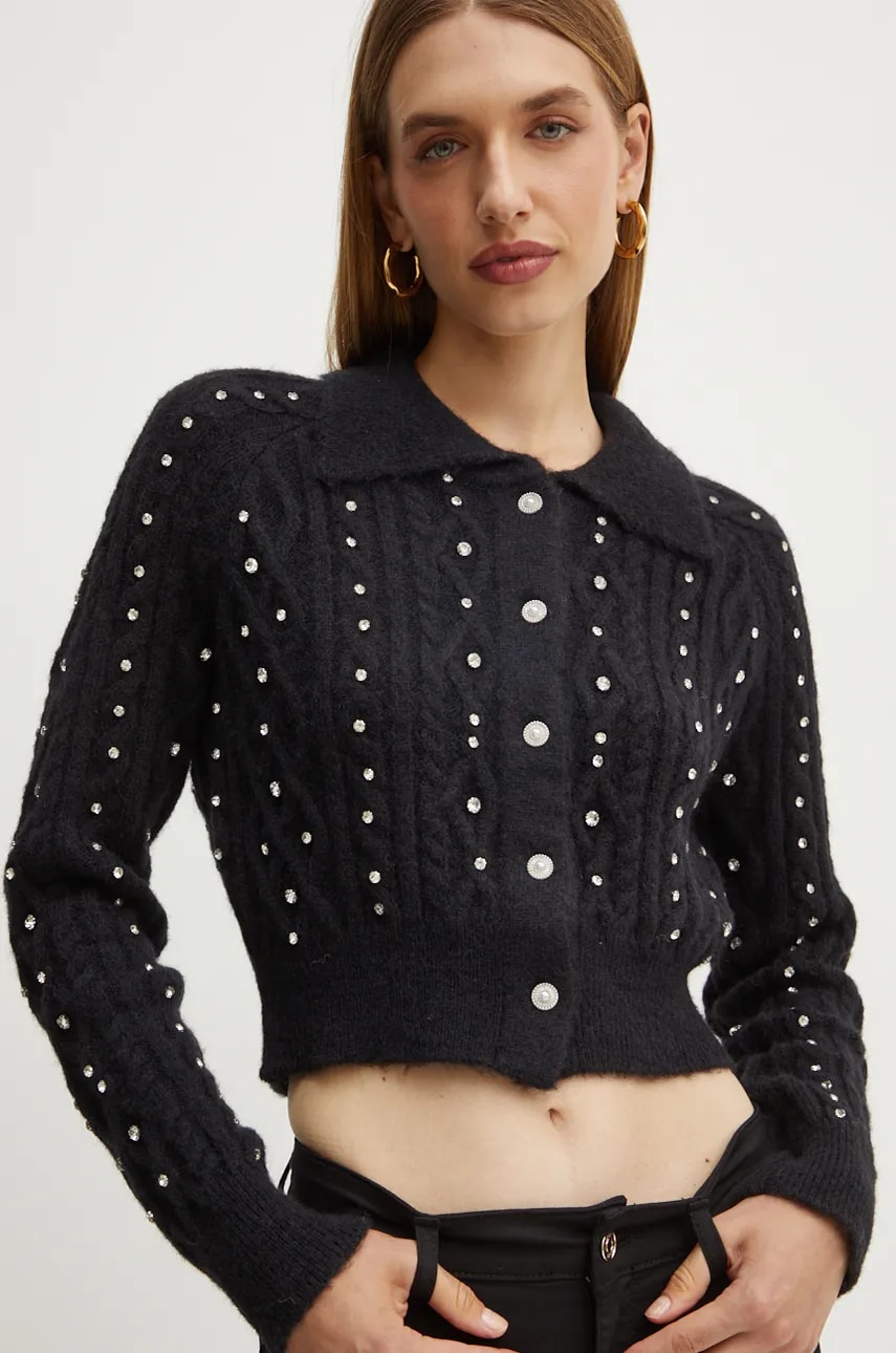 Silvian Heach pulover LITOZ femei, culoarea negru, călduros, CVA24038CD Silvian Heach pulover LITOZ femei, culoarea negru, călduros, CVA24038CD
