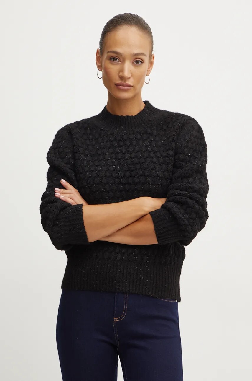 Silvian Heach pulover TILZI femei, culoarea negru, cu turtleneck, CVA24034MA Silvian Heach pulover TILZI femei, culoarea negru, cu turtleneck, CVA24034MA