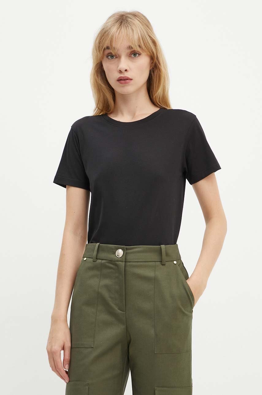 Silvian Heach tricou CHEKER femei, culoarea negru, GPA24057TS